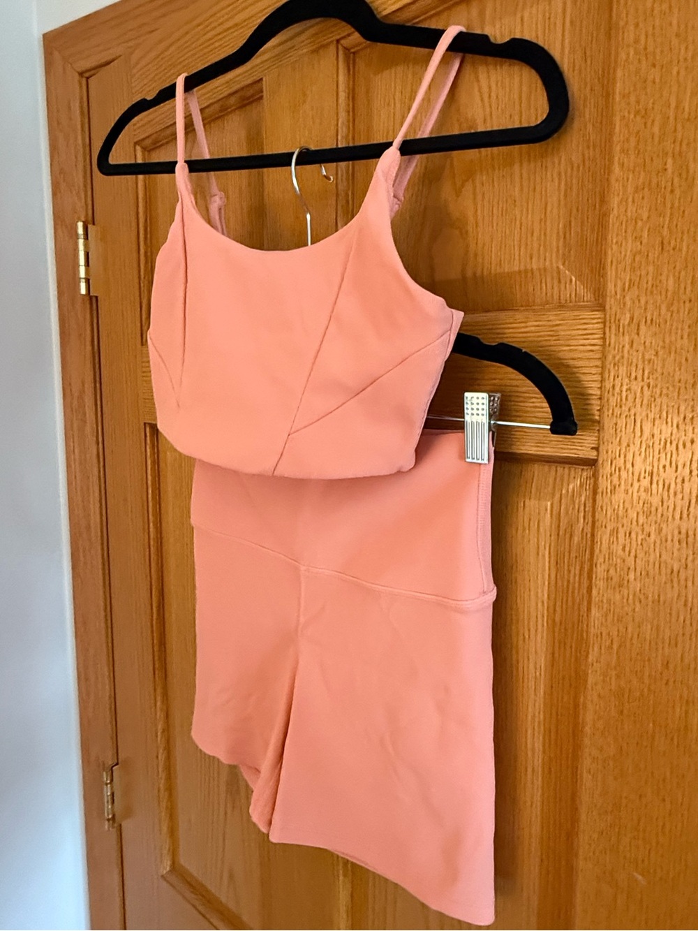 Peach Pink Two-Piece Crop Top & Short Set